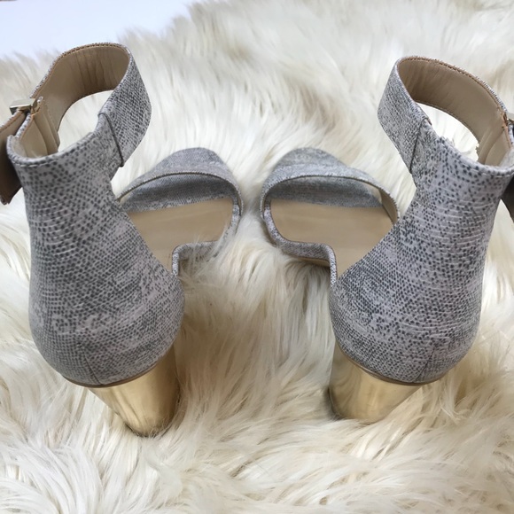 Ann Taylor Snakeskin Leather Strappy Block Heels - Picture 7 of 8